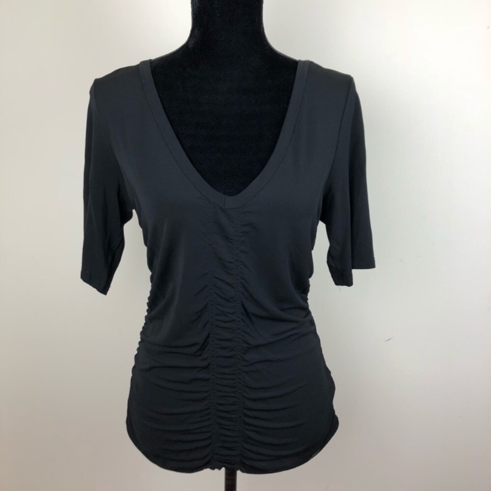 Authentic Burberry V-Neck Ruched Front & Back Top - Picture 2 of 7